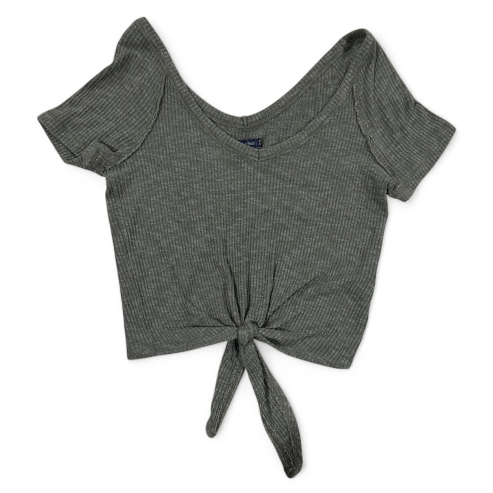 abercrombie and fitch cropped tie front top